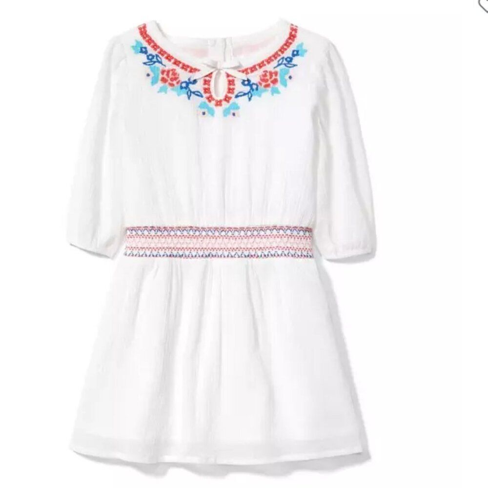 NWOT Janie & Jack Girl's Cotton Embroidered Smocked Dress
